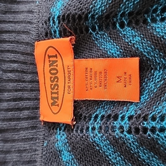 Missoni For Target Blue and Black Zig Zag Open Front Cardigan Size Medium - Picture 11 of 11